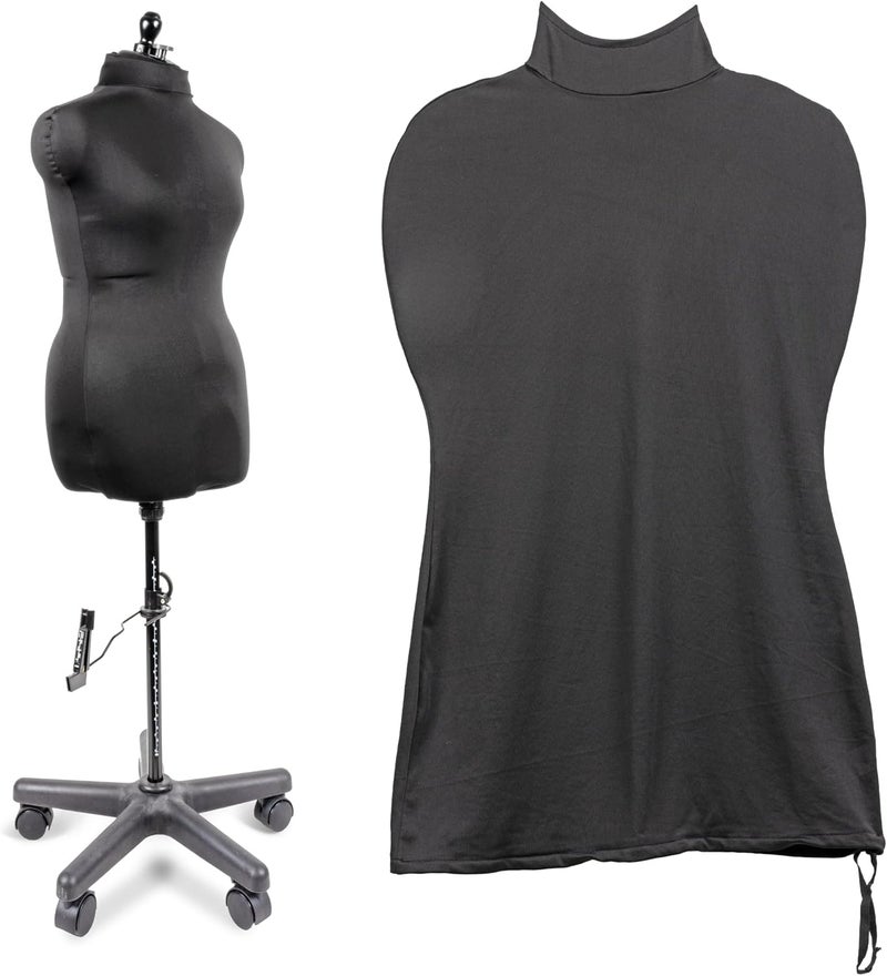 Dritz Dress Form Cover, Small, Black, 100% Polyester 4-Way Stretch Fabric, Protects and Fits Adjustable Dress Forms and Sewing Mannequins, Smooth Surface for Draping and Tailoring - Image 1